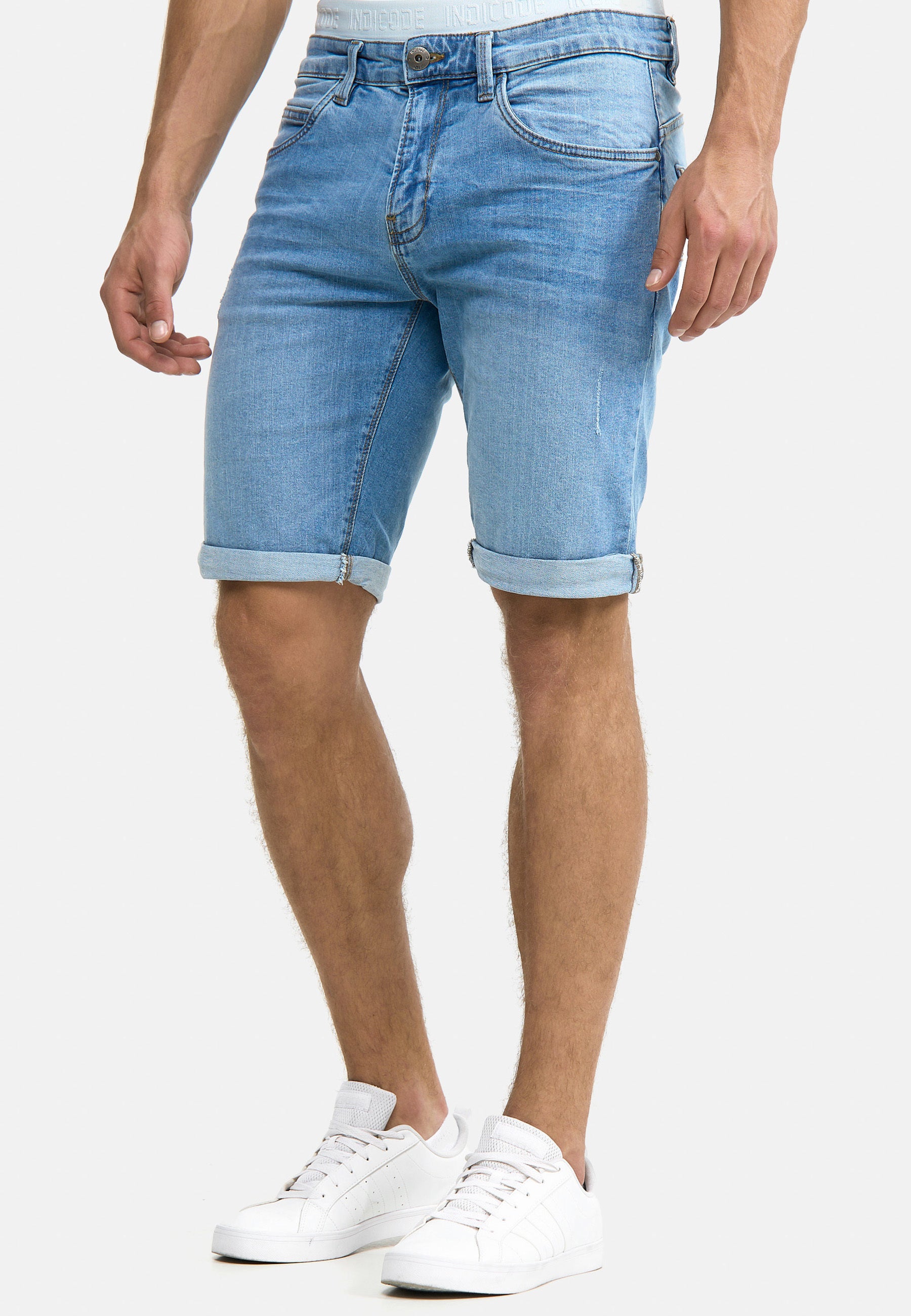 Indicode Men's Caden Jeans Shorts with 5 pockets made of 98% cotton