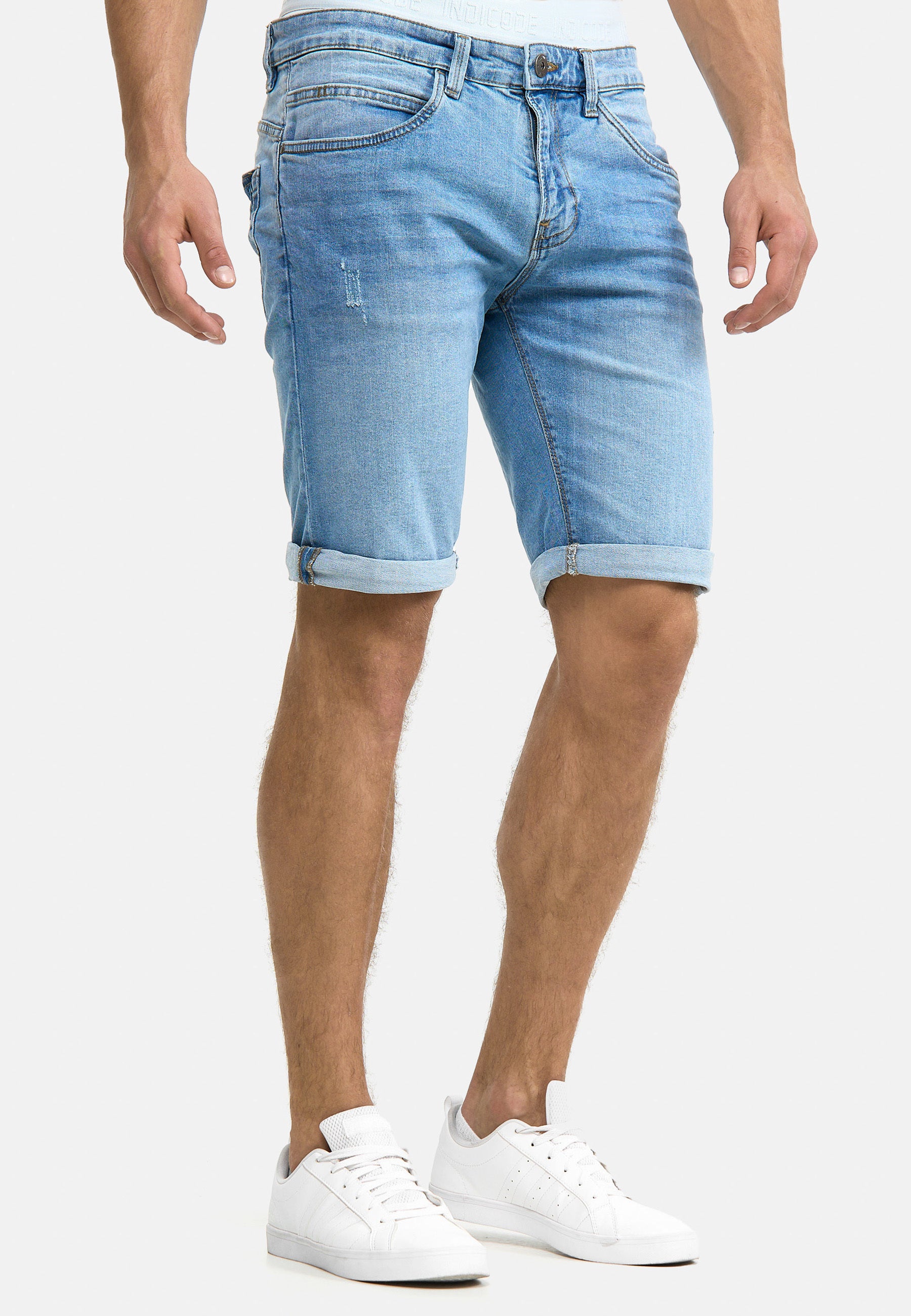 Indicode Men's Caden Jeans Shorts with 5 pockets made of 98% cotton