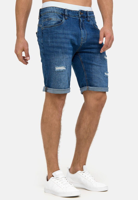 Indicode Men's Caden Jeans Shorts with 5 pockets made of 98% cotton
