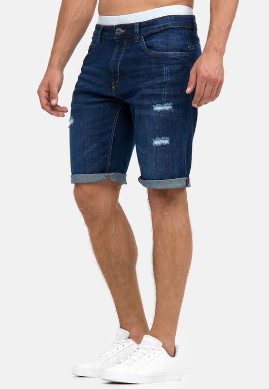 Indicode Men's Caden Jeans Shorts with 5 pockets made of 98% cotton