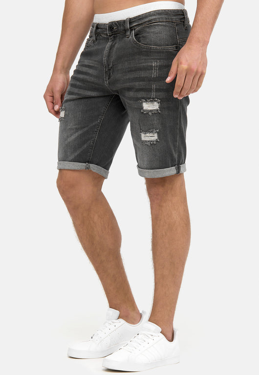 Indicode Men's Caden Jeans Shorts with 5 pockets made of 98% cotton