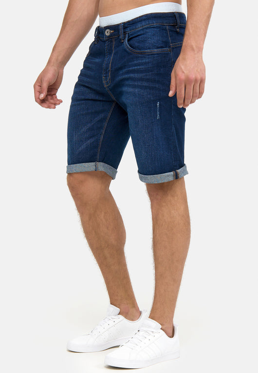 Indicode Men's Caden Jeans Shorts with 5 pockets made of 98% cotton