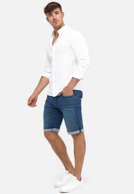 Indicode Men's Caden Jeans Shorts with 5 pockets made of 98% cotton