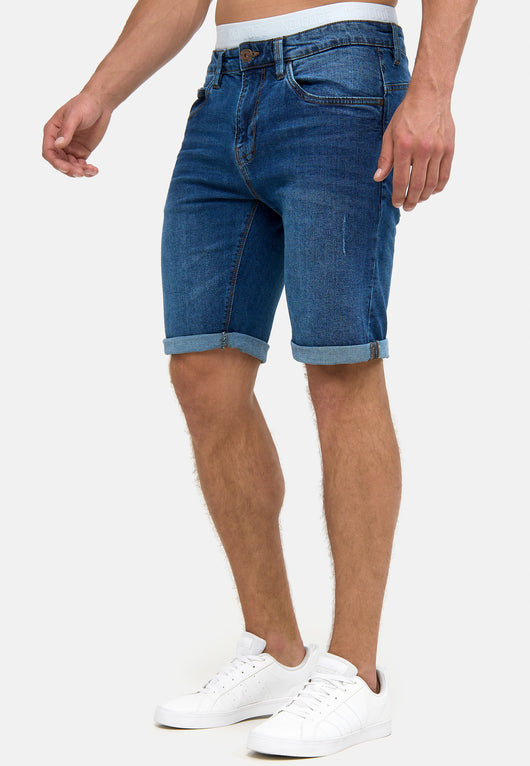 Indicode Men's Caden Jeans Shorts with 5 pockets made of 98% cotton