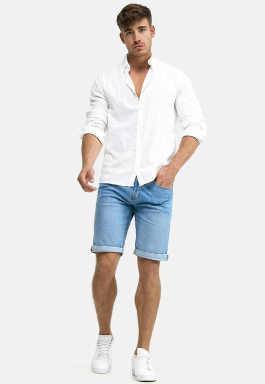 Indicode Men's Caden Jeans Shorts with 5 pockets made of 98% cotton