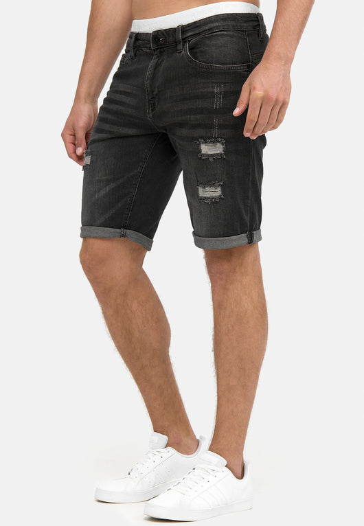 Indicode Men's Caden Jeans Shorts with 5 pockets made of 98% cotton