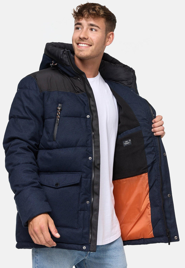 Indicode Herren Krem Winterjacke in Daunenjacken-Optik mit Kapuze - INDICODE