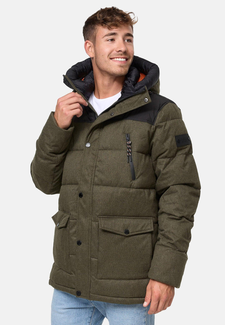 Indicode Herren Krem Winterjacke in Daunenjacken-Optik mit Kapuze - INDICODE
