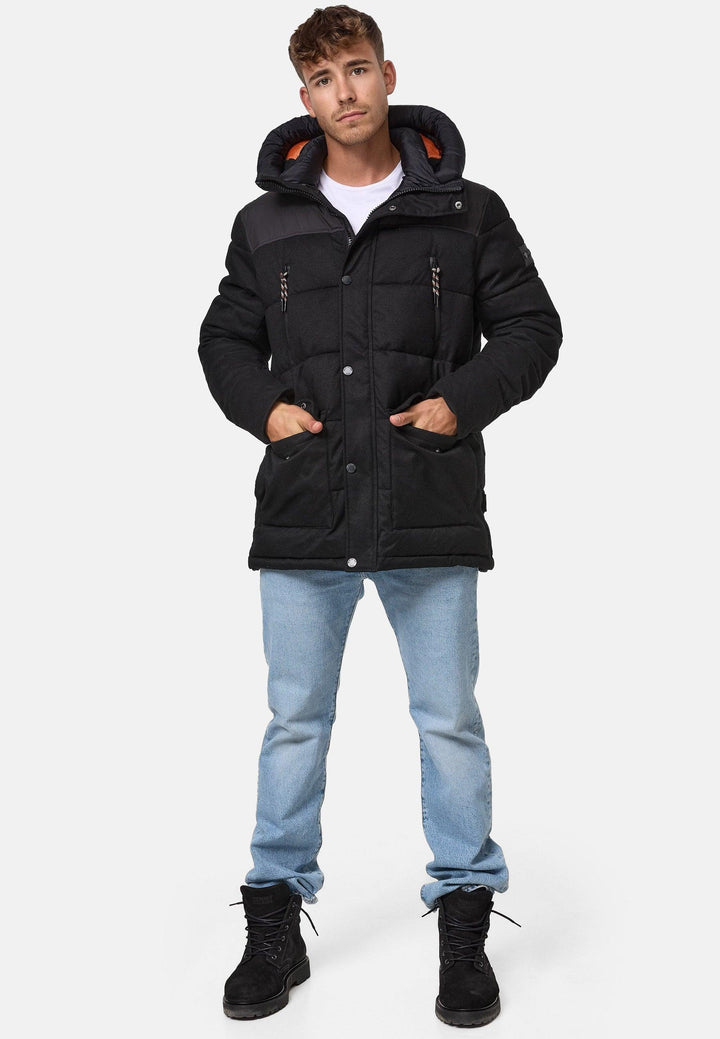 Indicode Herren Krem Winterjacke in Daunenjacken-Optik mit Kapuze - INDICODE