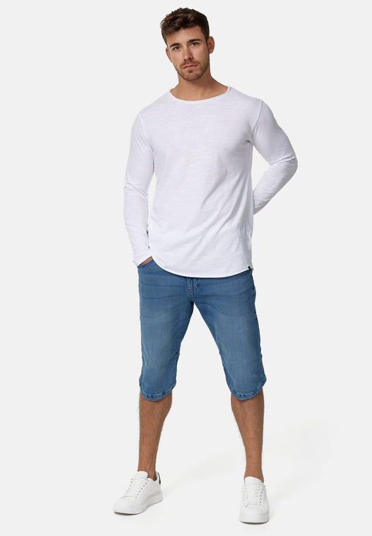 Indicode Herren Jaspar Jeans Shorts mit 5 Taschen aus 98% Baumwolle knielang - INDICODE