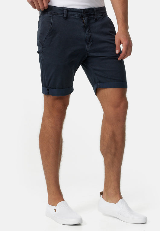 Indicode men's Estrada chino shorts with 4 pockets and belt, made of 98% cotton