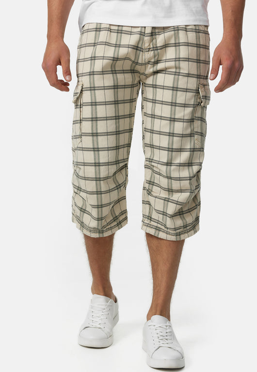 Indicode Men's Nicolas Check 3/4 Cargo Shorts checked with 6 pockets incl. belt made of 100% cotton