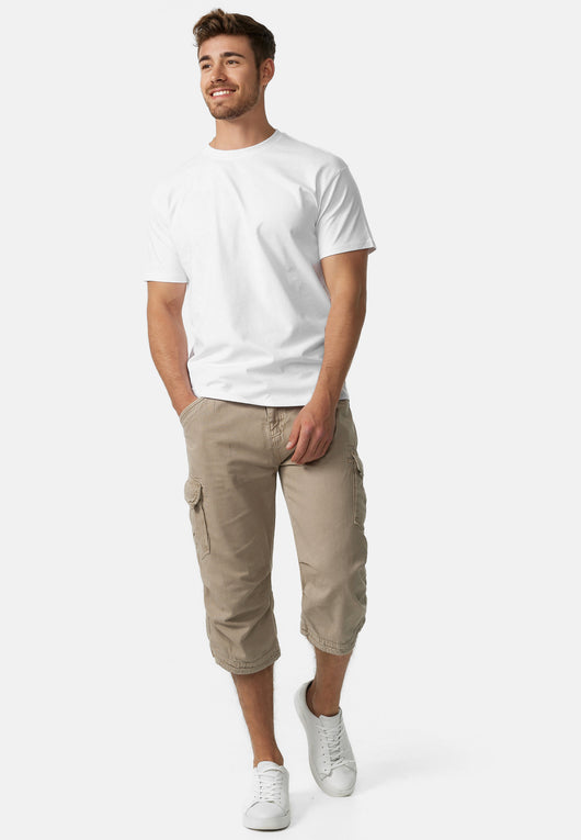 Indicode Men's Nicolas Check 3/4 Cargo Shorts checked with 6 pockets incl. belt made of 100% cotton
