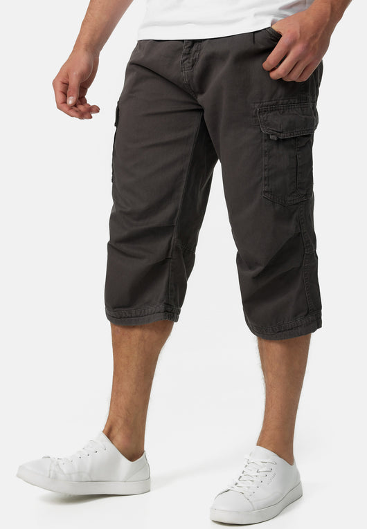 Indicode Men's Nicolas Check 3/4 Cargo Shorts checked with 6 pockets incl. belt made of 100% cotton