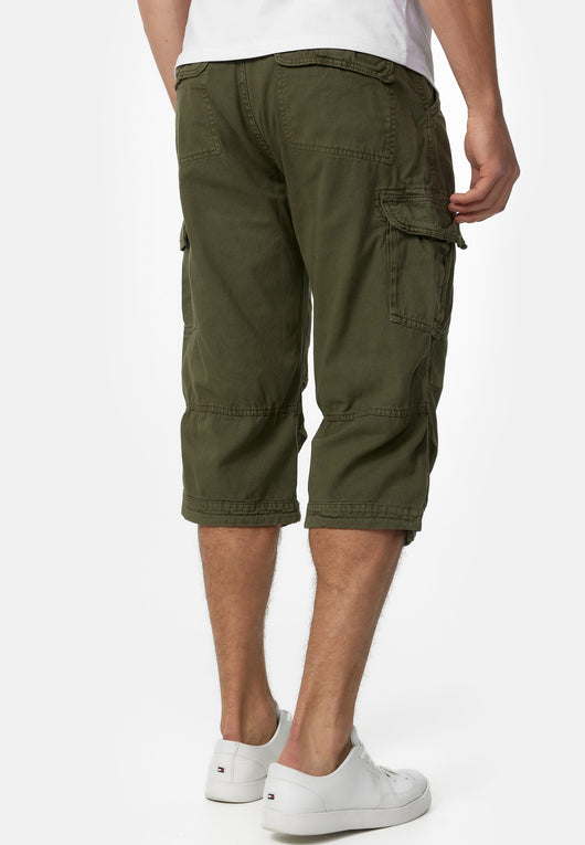 Indicode Men's Nicolas Check 3/4 Cargo Shorts checked with 6 pockets incl. belt made of 100% cotton