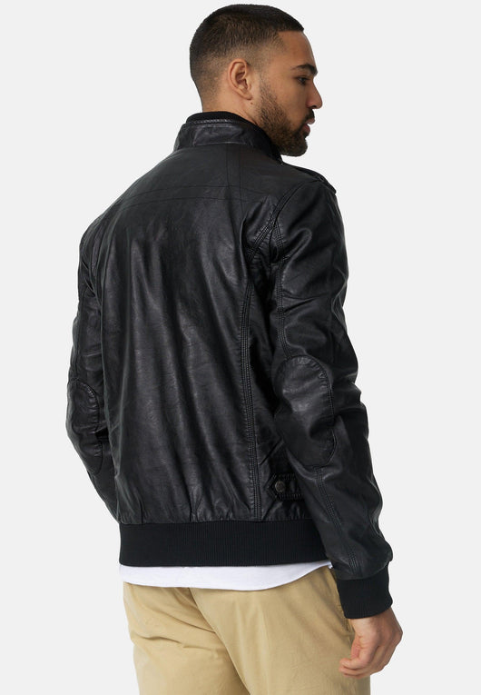 Indicode men's Pawel leather jacket made of imitation leather with a stand-up collar