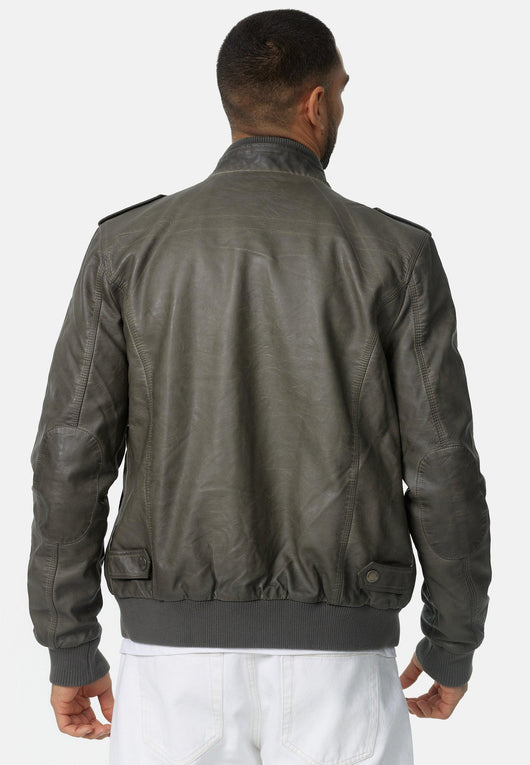 Indicode men's Pawel leather jacket made of imitation leather with a stand-up collar