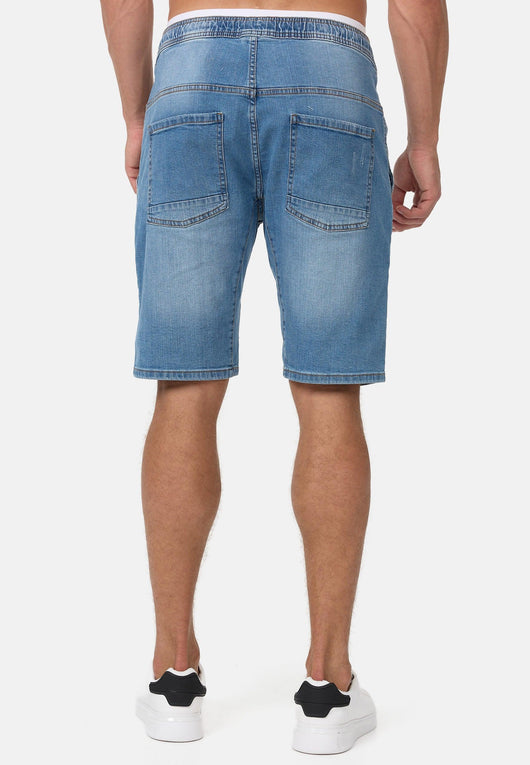 Indicode Men's Ernest Jeans Shorts with 4 pockets & elastic waistband made of 98% cotton