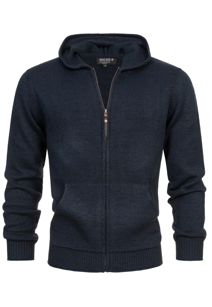 Indicode Herren INGage Strickjacke mit Kapuze | Cardigan mit Reißverschluss - INDICODE