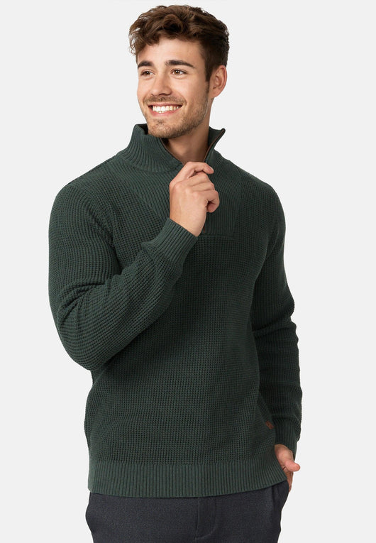 Indicode Herren INYassip Strickpullover mit Stehkragen und Reißverschluß - INDICODE