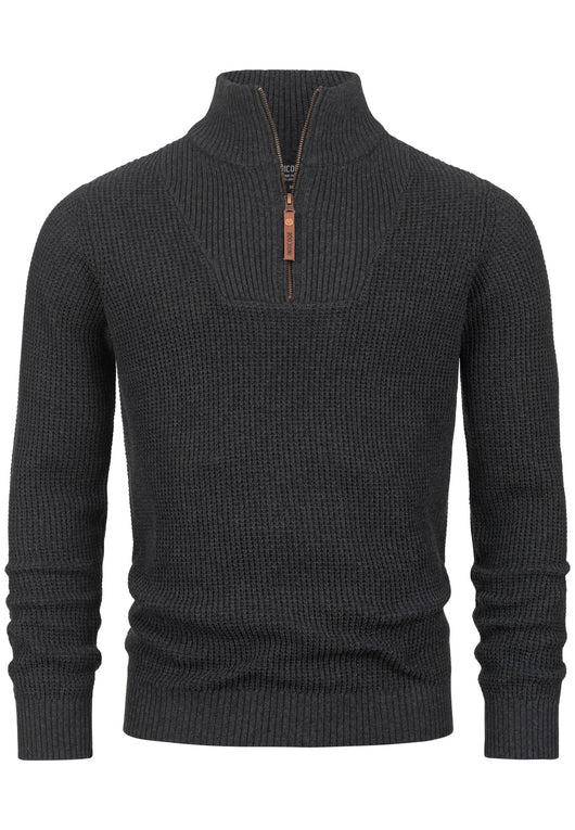 Indicode Herren INYassip Strickpullover mit Stehkragen und Reißverschluß - INDICODE