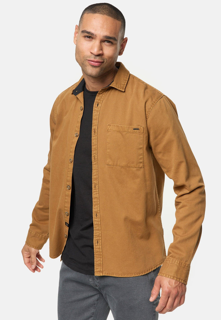 Indicode Herren INBroidy Langarmhemd aus Baumwolle mit Brusttasche - INDICODE
