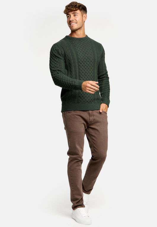 Indicode Herren INBellin Strickpullover mit Rundhals-Ausschnitt aus 80% Baumwolle - INDICODE