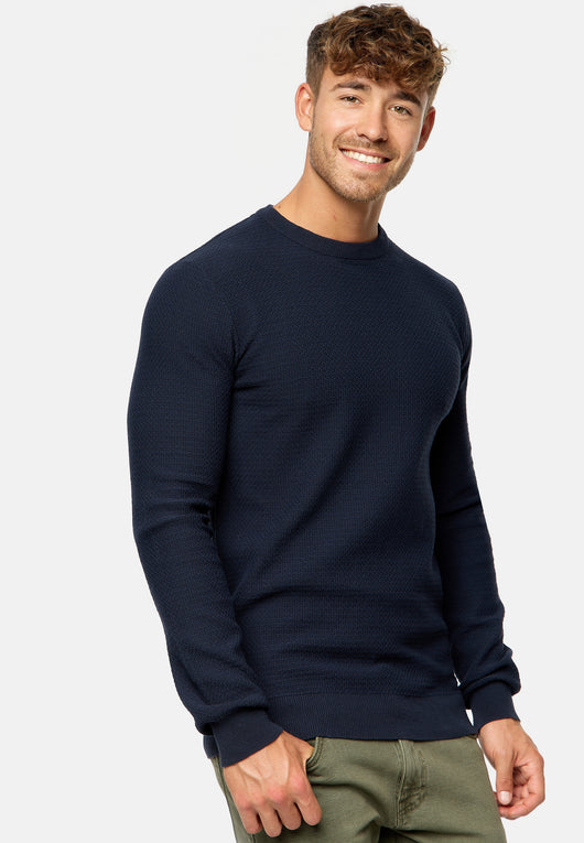 Indicode Herren INLourdes Strickpullover mit Ripp-Bündchen & Rundhals-Ausschnitt