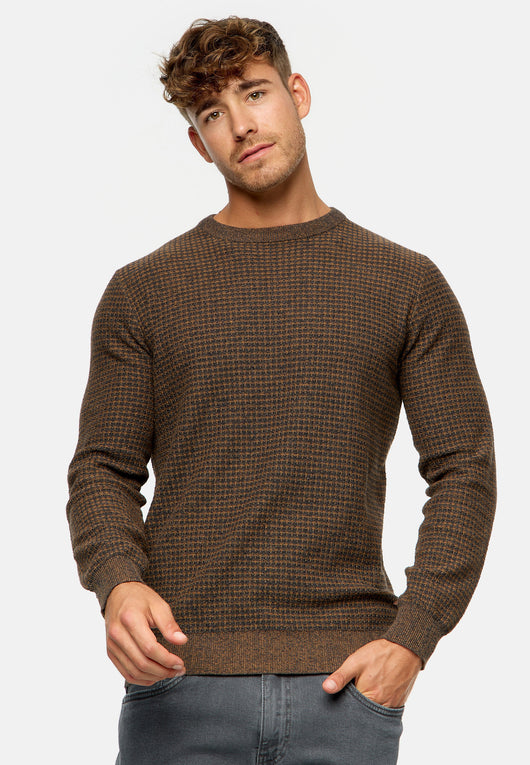 Indicode Herren INLourdes Strickpullover mit Ripp-Bündchen & Rundhals-Ausschnitt