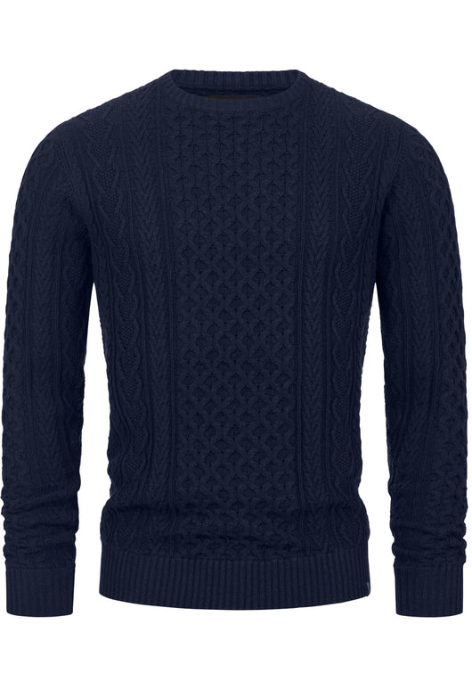 Indicode Herren INBellin Strickpullover mit Rundhals-Ausschnitt aus 80% Baumwolle - INDICODE