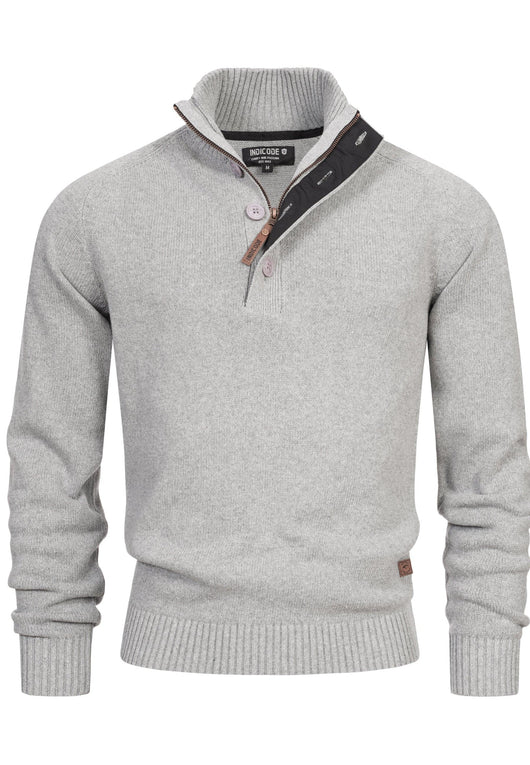 Indicode Herren INIsalu Pullover aus 80% Baumwolle mit Stehkragen - INDICODE