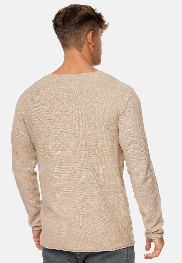 Indicode Herren Loakim Strickpullover mit Rundhals-Ausschnitt & Roll Edge aus 90% Baumwolle - INDICODE