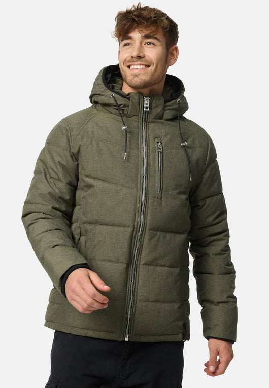 Indicode men's Circus quilted jacket in down jacket look with hood