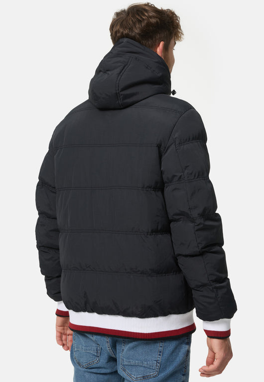 Indicode men's Marlon quilted jacket in down jacket look with detachable hood