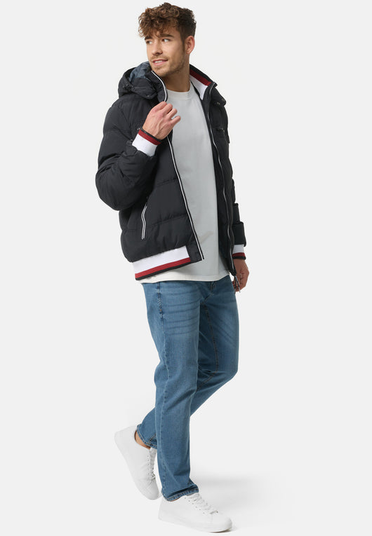 Indicode men's Marlon quilted jacket in down jacket look with detachable hood