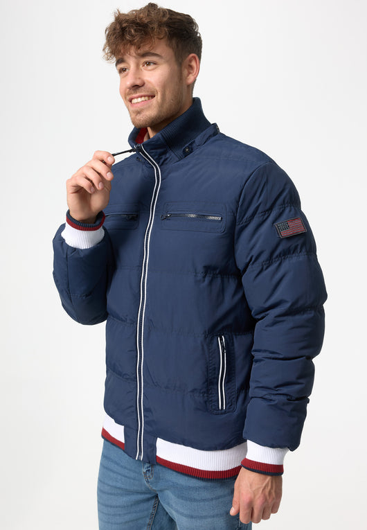 Indicode men's Marlon quilted jacket in down jacket look with detachable hood