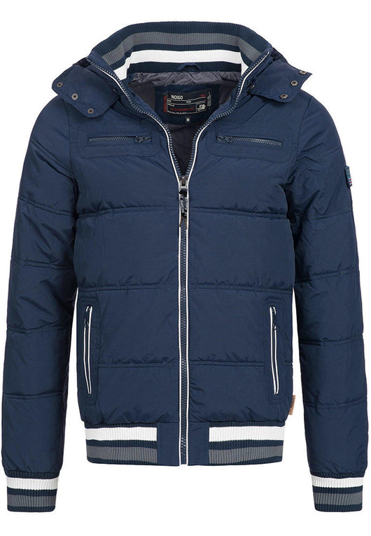 Indicode men's Marlon quilted jacket in down jacket look with detachable hood