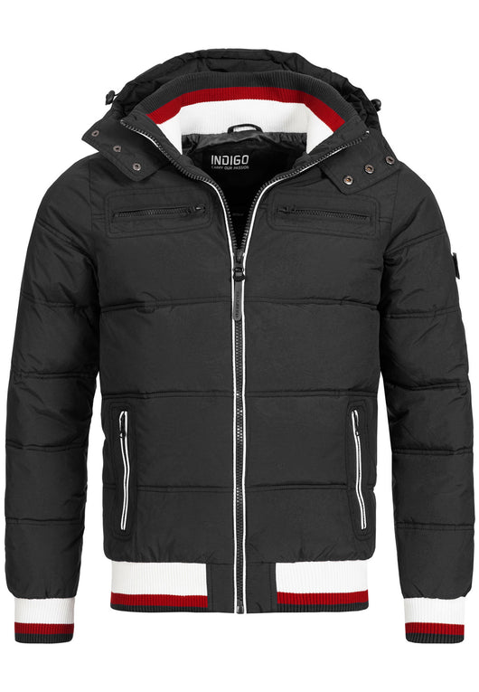 Indicode men's Marlon quilted jacket in down jacket look with detachable hood