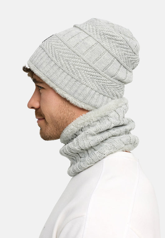 Indicode Men's Siracusa Winter Set Hat & Scarf with Fleece Lining (Teddyfleece)