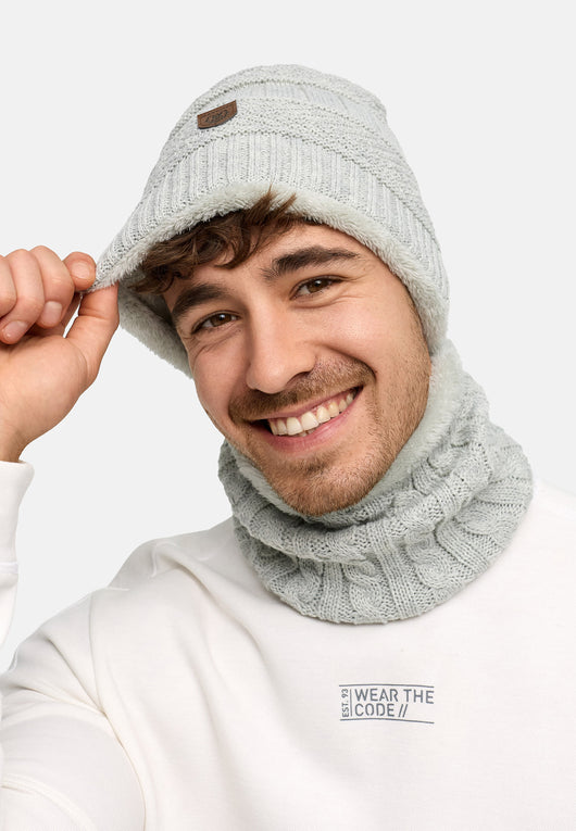 Indicode Men's Siracusa Winter Set Hat & Scarf with Fleece Lining (Teddyfleece)
