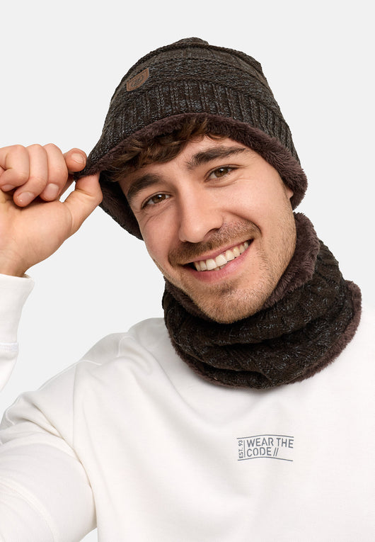 Indicode Men's Siracusa Winter Set Hat & Scarf with Fleece Lining (Teddyfleece)