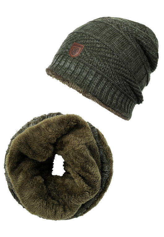 Indicode Men's Siracusa Winter Set Hat & Scarf with Fleece Lining (Teddyfleece)