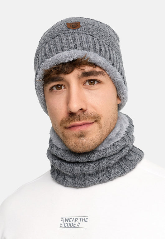 Indicode Men's Siracusa Winter Set Hat & Scarf with Fleece Lining (Teddyfleece)