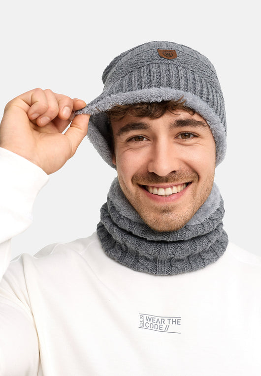 Indicode Men's Siracusa Winter Set Hat & Scarf with Fleece Lining (Teddyfleece)