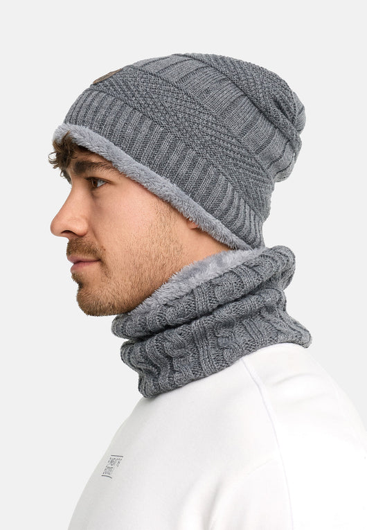 Indicode Men's Siracusa Winter Set Hat & Scarf with Fleece Lining (Teddyfleece)