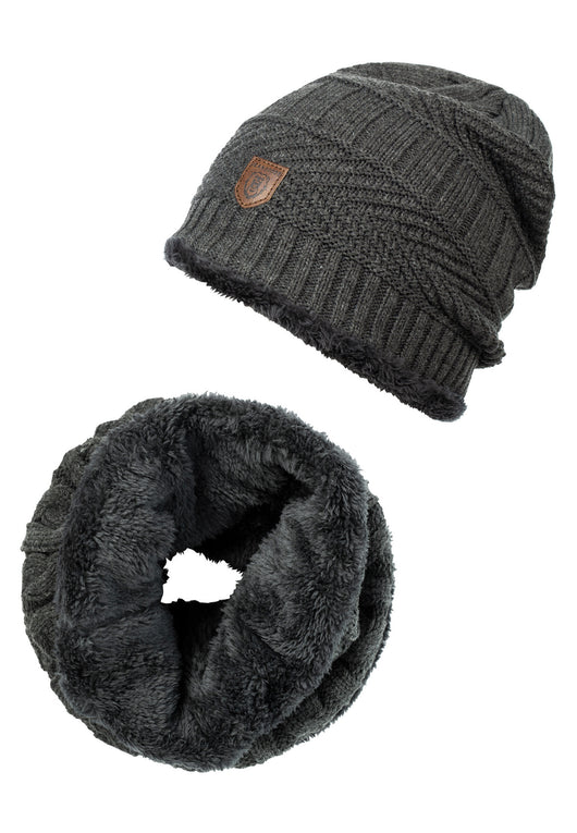Indicode Men's Siracusa Winter Set Hat & Scarf with Fleece Lining (Teddyfleece)