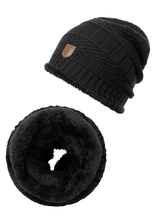 Indicode Men's Siracusa Winter Set Hat & Scarf with Fleece Lining (Teddyfleece)