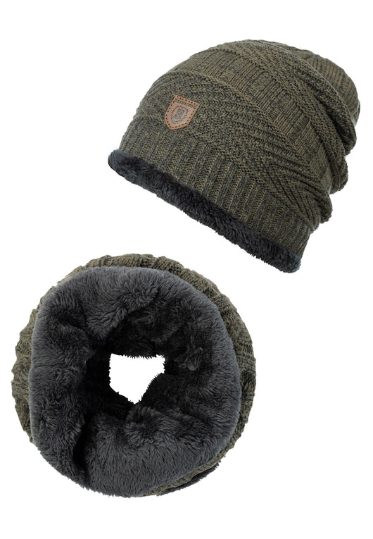 Indicode Men's Siracusa Winter Set Hat & Scarf with Fleece Lining (Teddyfleece)