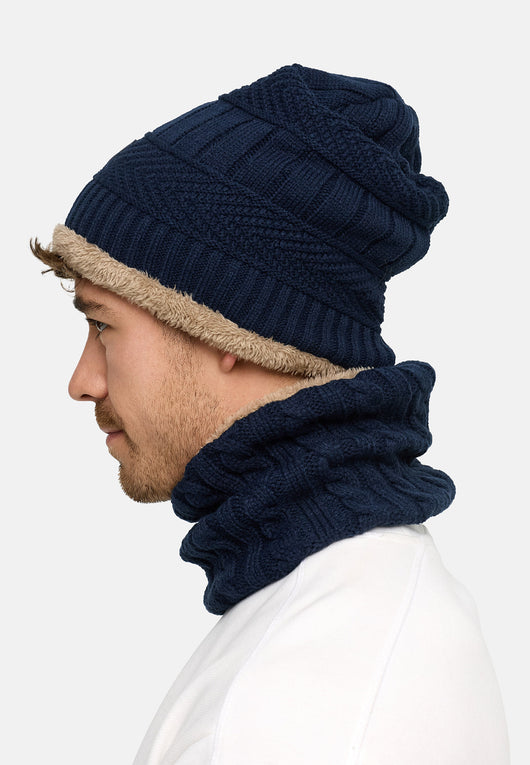 Indicode Men's Siracusa Winter Set Hat & Scarf with Fleece Lining (Teddyfleece)
