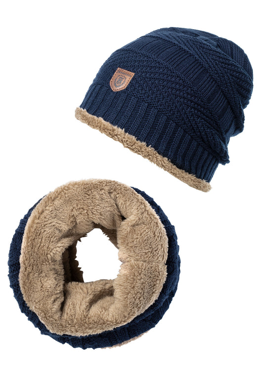 Indicode Men's Siracusa Winter Set Hat & Scarf with Fleece Lining (Teddyfleece)